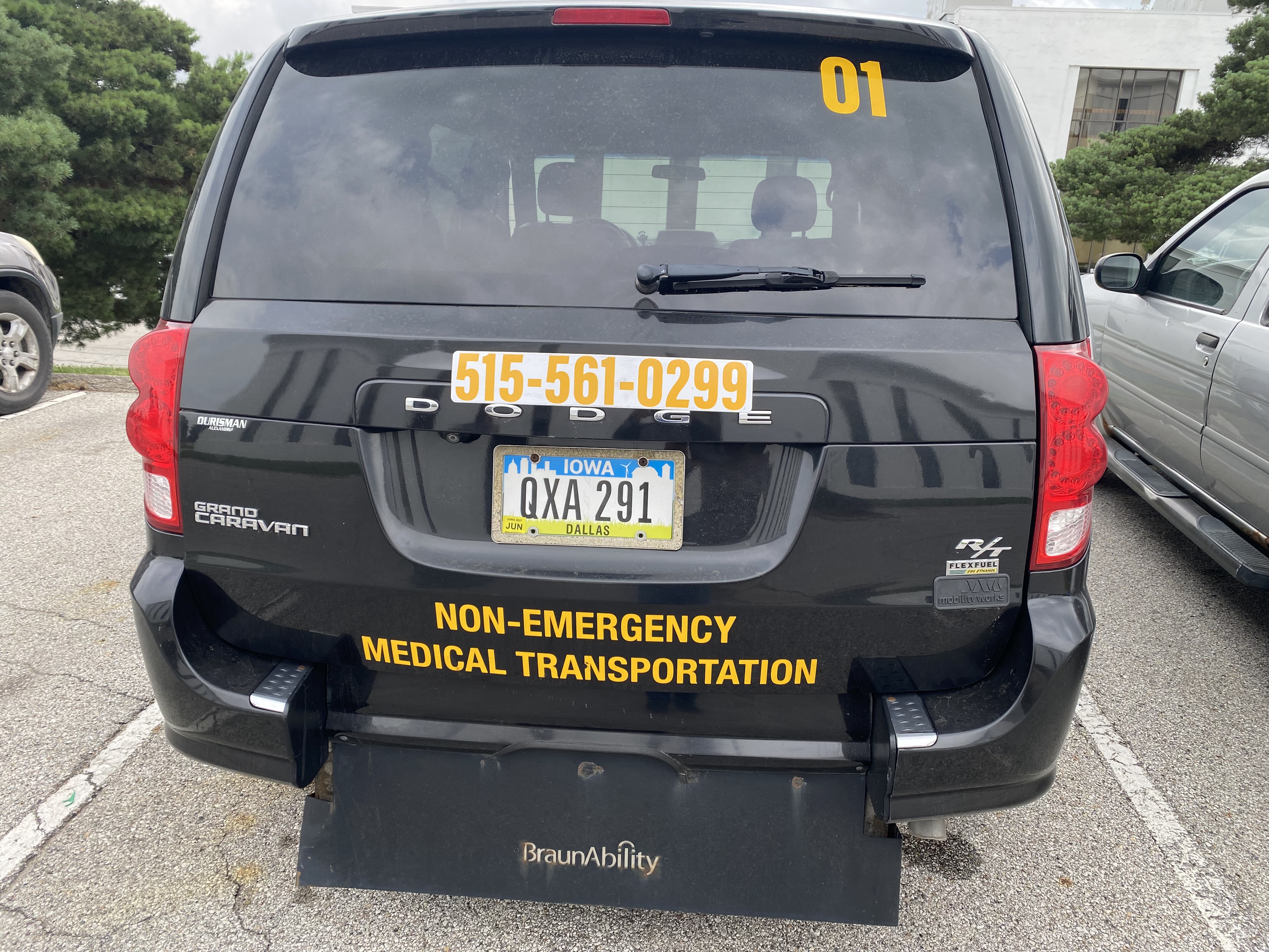 Black transportation van